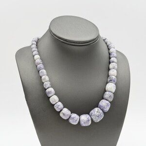 Jay King Sterling Silver Violet Stone Graduated Bead Necklace 18" .925